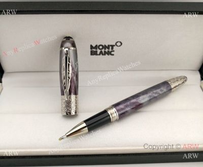 Fake Mont Blanc Daniel Defoe Purple Rollerball Pen Silver Clip